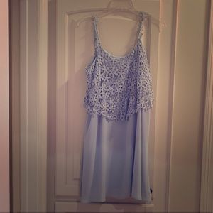Blue dress with crochet top